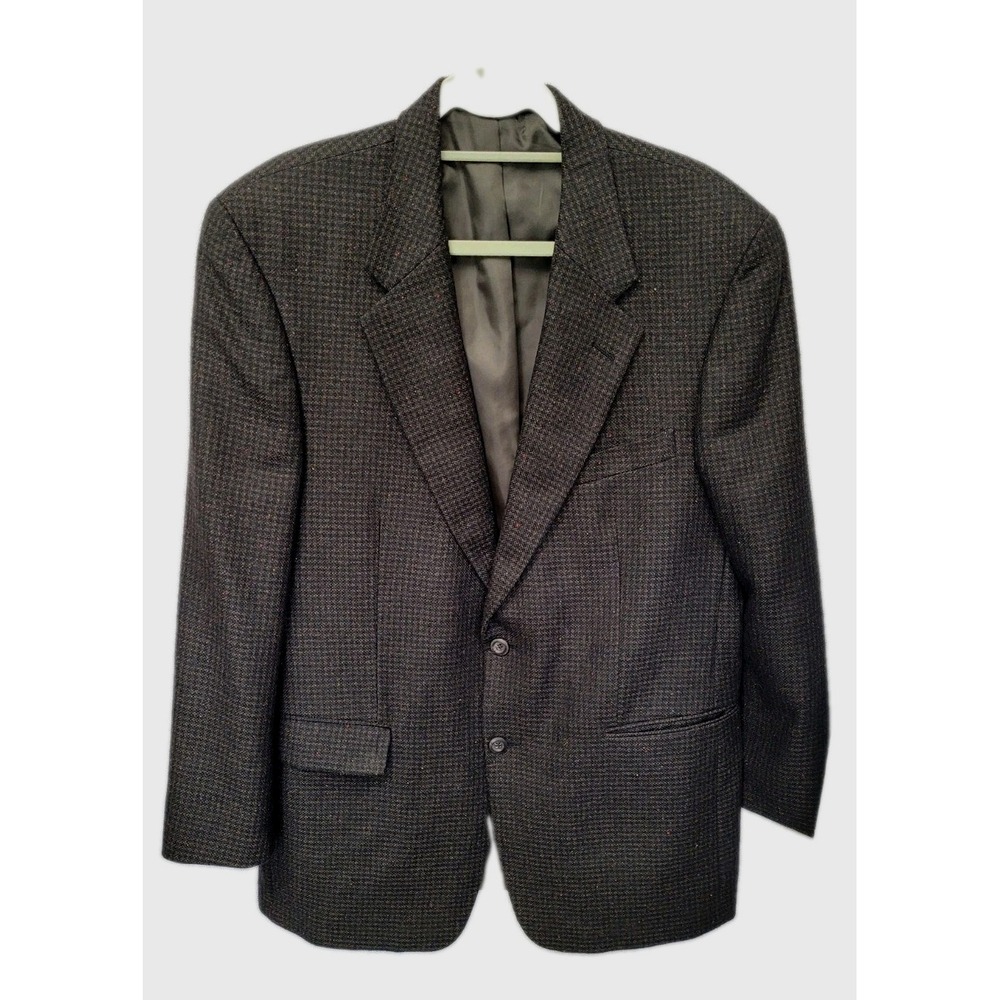 Vintage Mens 42R Lambs Wool Donegal Tweed Blazer Black Brown Slub Sport Coat